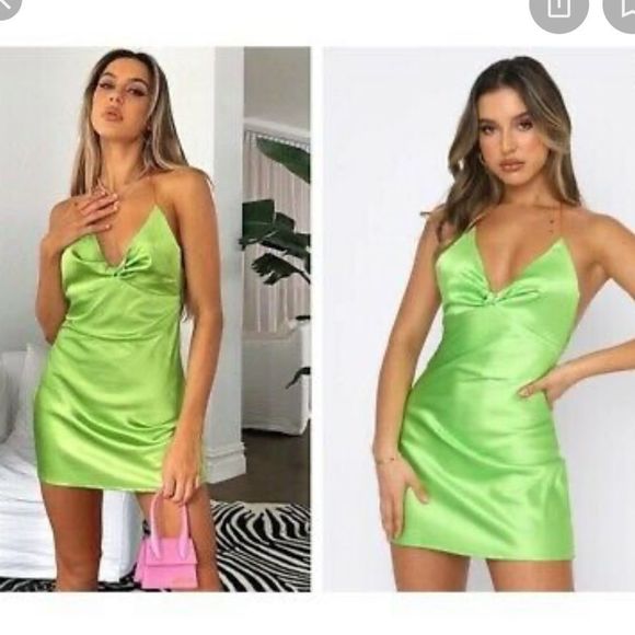 ✨NEW✨ White Fox Boutique She's Trouble Mini Dress Green - Picture 4 of 5